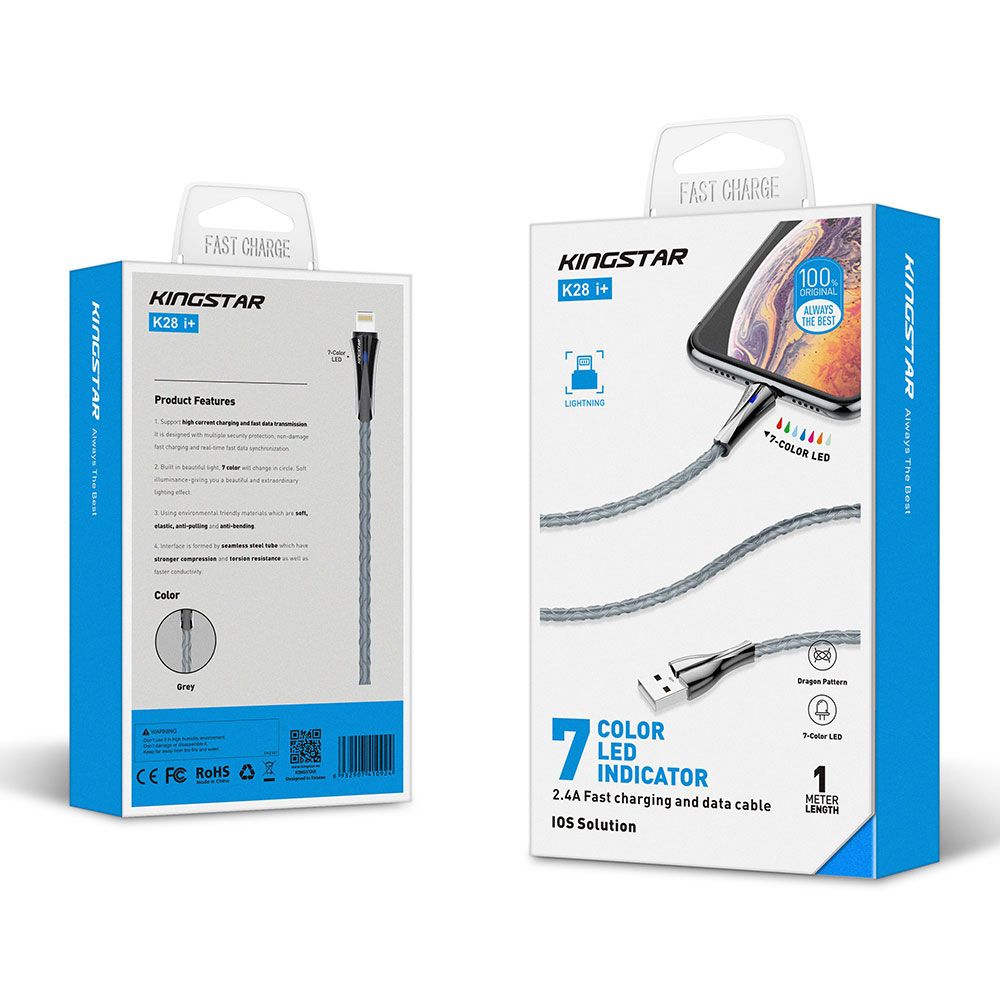 کابل تبدیل USB به لایتنینگ کینگ استار مدل K28i طول 1 متر