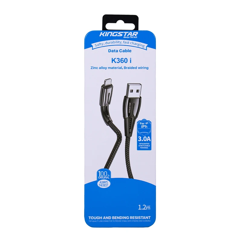 کابل تبدیل USB به لایتنینگ کینگ استار مدل K360i طول 1.2 متر
