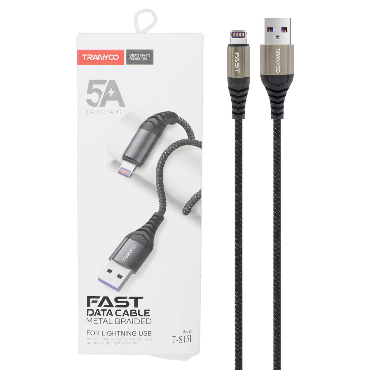 کابل تبدیل USB به لایتنینگ ترانیو مدل T-S15I طول 1 متر