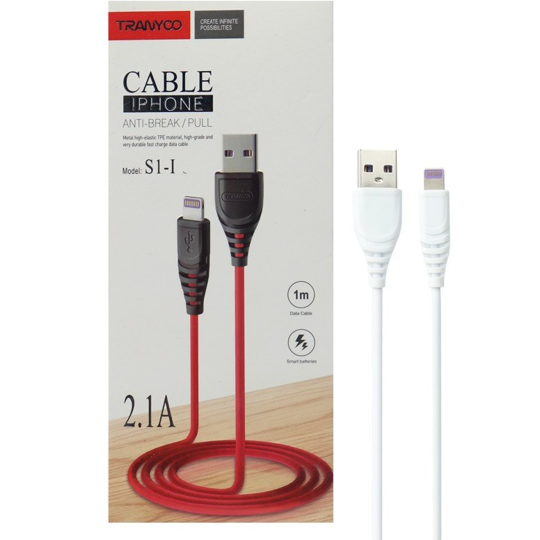 کابل تبدیل USB به لایتنینگ ترانیو مدل S1 طول 1 متر