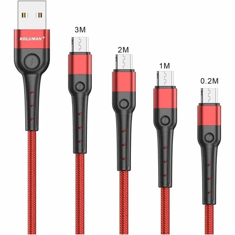 کابل تبدیل USB به MicroUSB کلومن پلاس مدل +K6 مجموعه 4 عددی