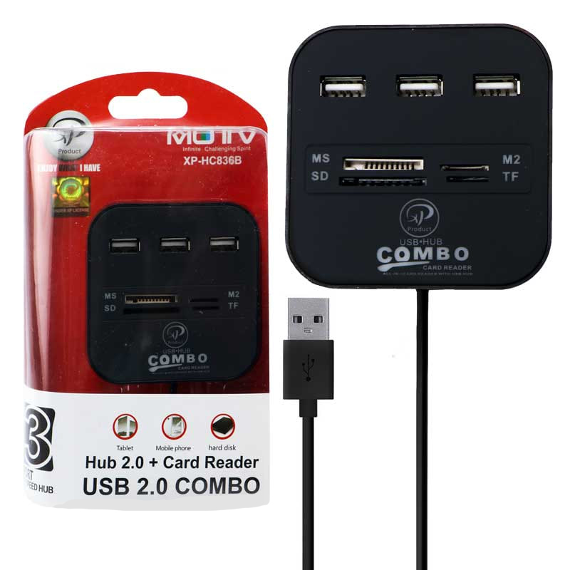 هاب 3 پورت USB و رم ریدر ایکس پی XP-HC836