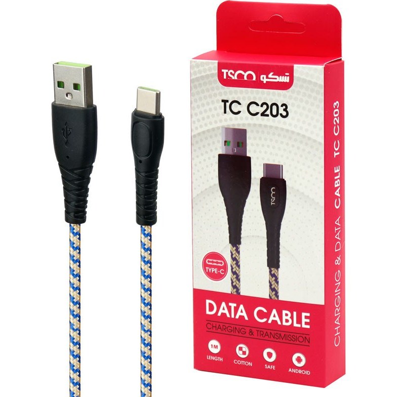 کابل تبدیل USB به Type-C تسکو مدل TC C203 طول ۱ متر