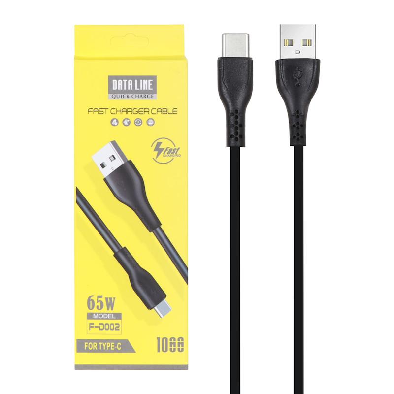 کابل شارژ USB به Type-C دیتا لاین DATA LINE فست 3 آمپر مدل F-D002 طول 1