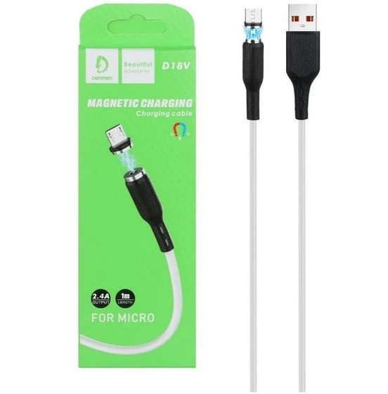 کابل تبدیل مغناطیسی USB به MicroUSB دنمن مدل D18V طول 1 متر
